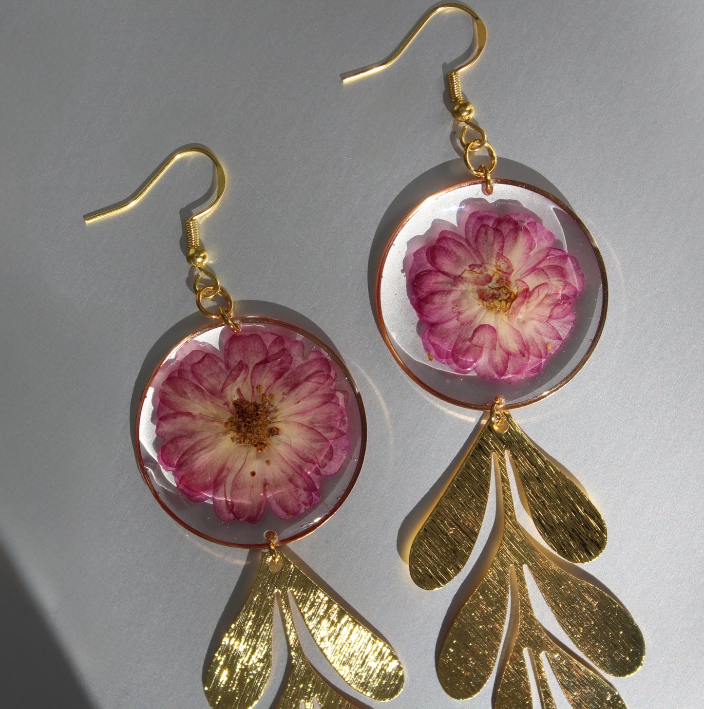 Gold Rose Long Dangle Earrings
