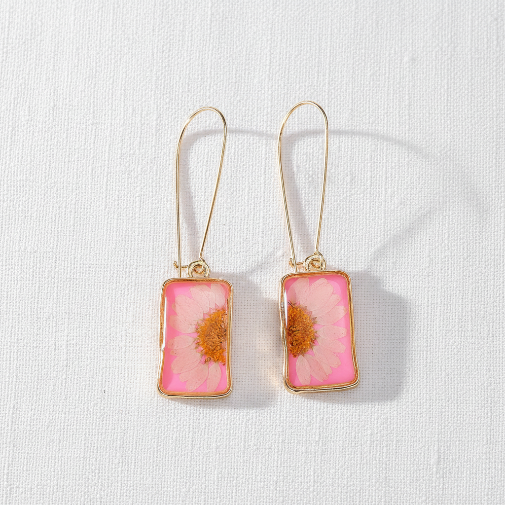 Square Daisy Drop Earrings