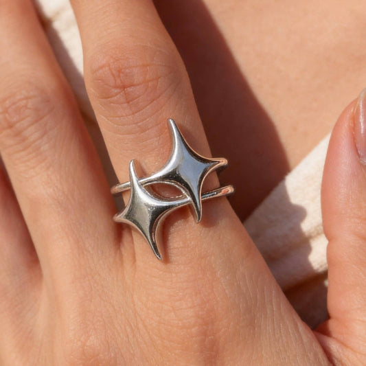 Silver Star Ring Modern Sculptural