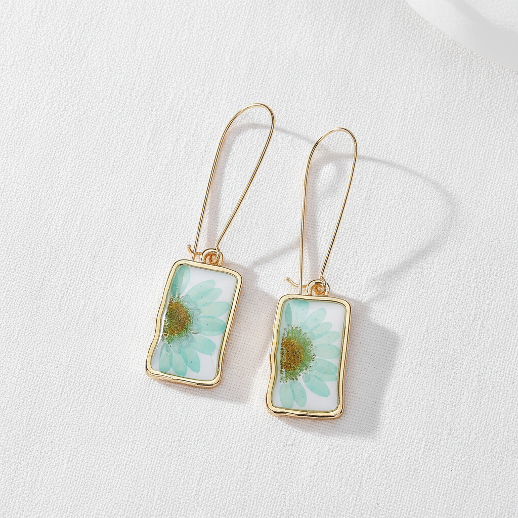 Square Daisy Drop Earrings