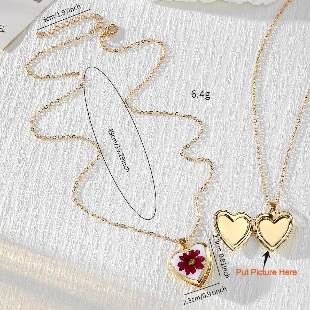 Preserved Floral Heart Locket Necklace