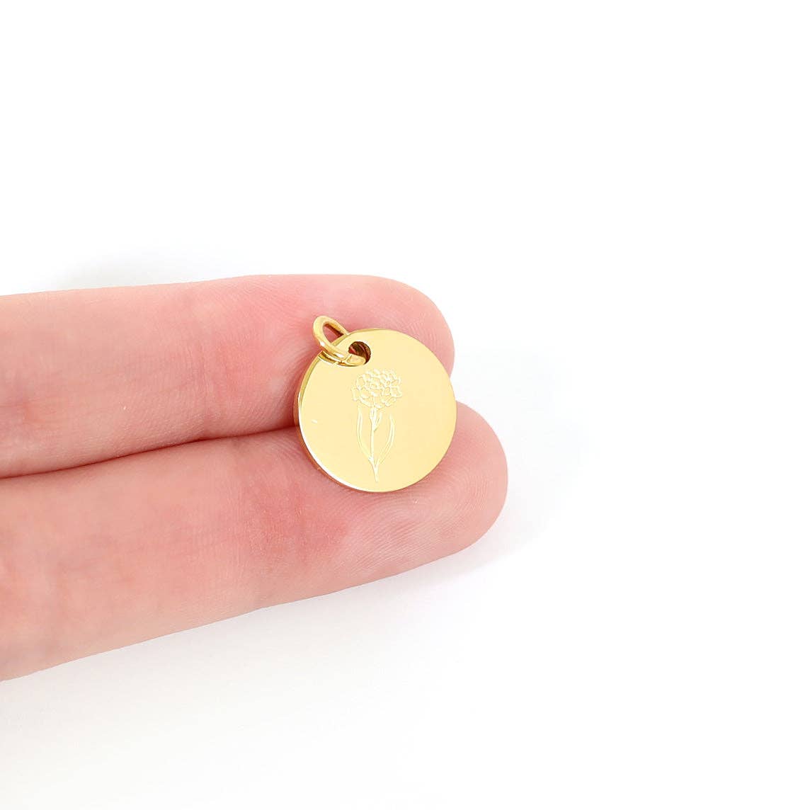 18K Gold/Stainless Steel Birth Flower Charm