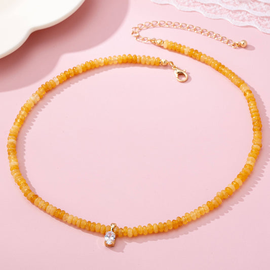 NATURAL SEMI PRECIOUS STONE BEADED CHARM NECKLACE