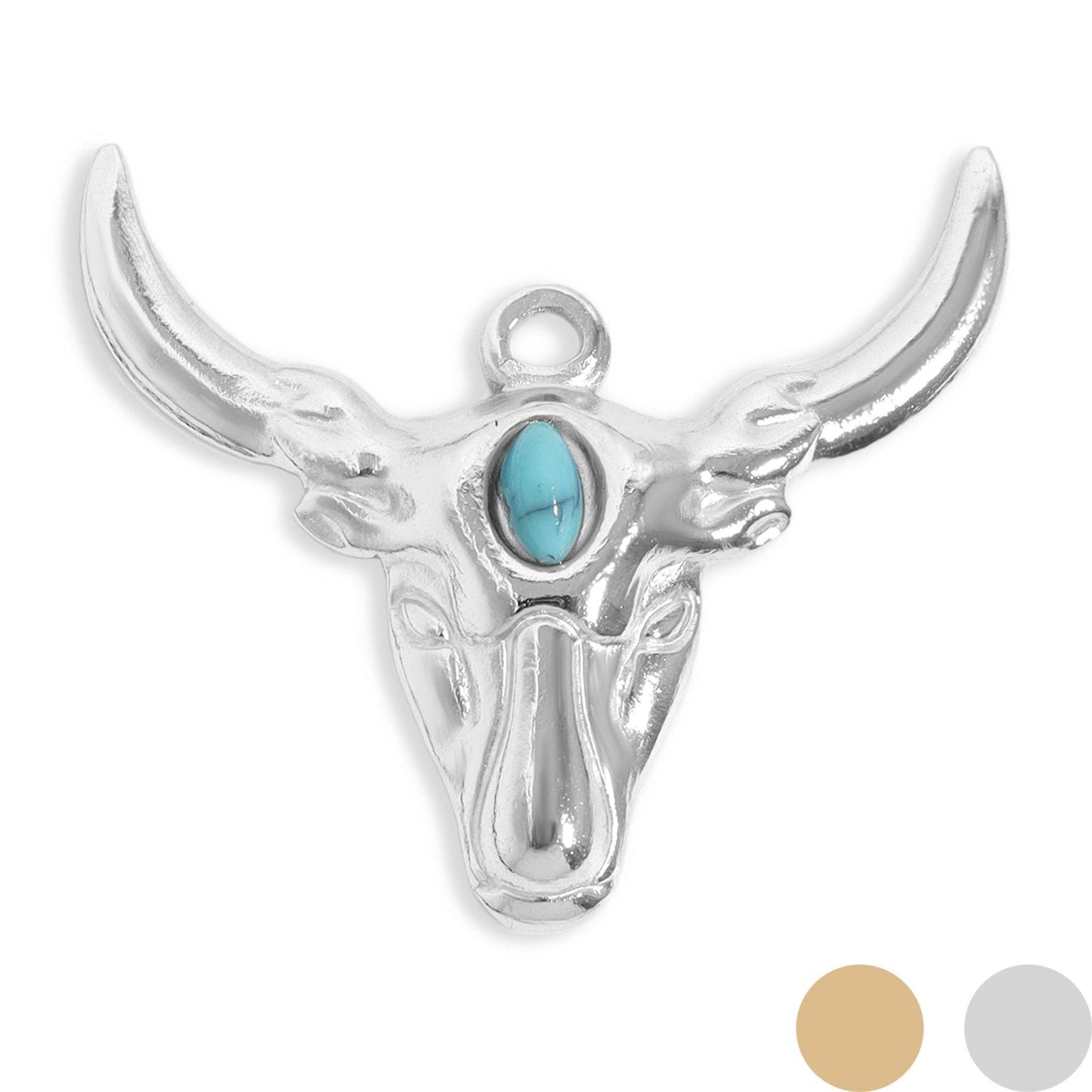 18K Gold PVD Longhorn with Turquoise Charm
