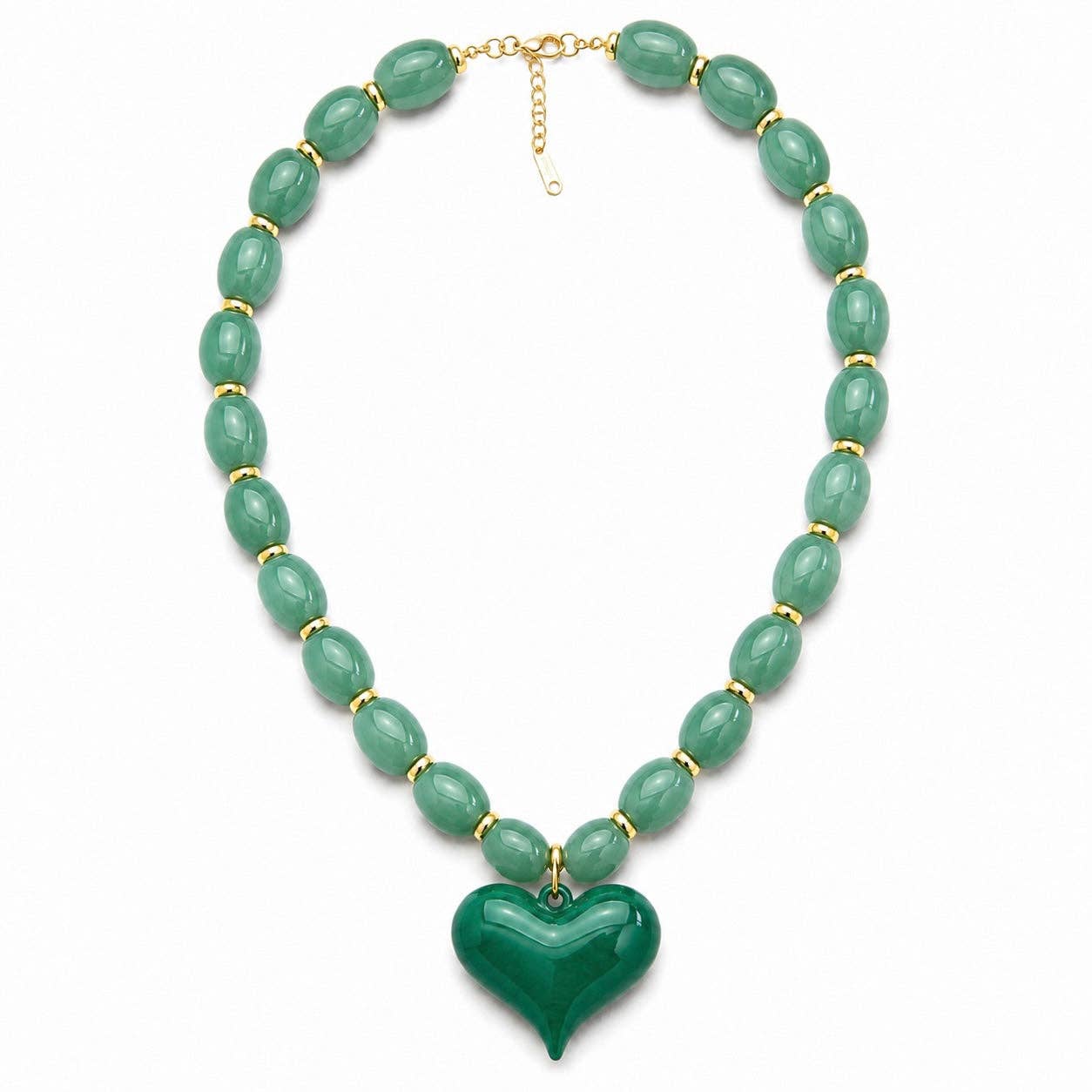 Green Heart Chunky Necklace