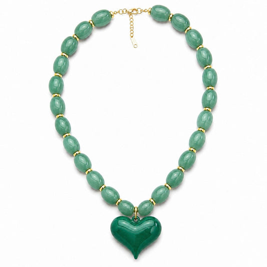Green Heart Chunky Necklace