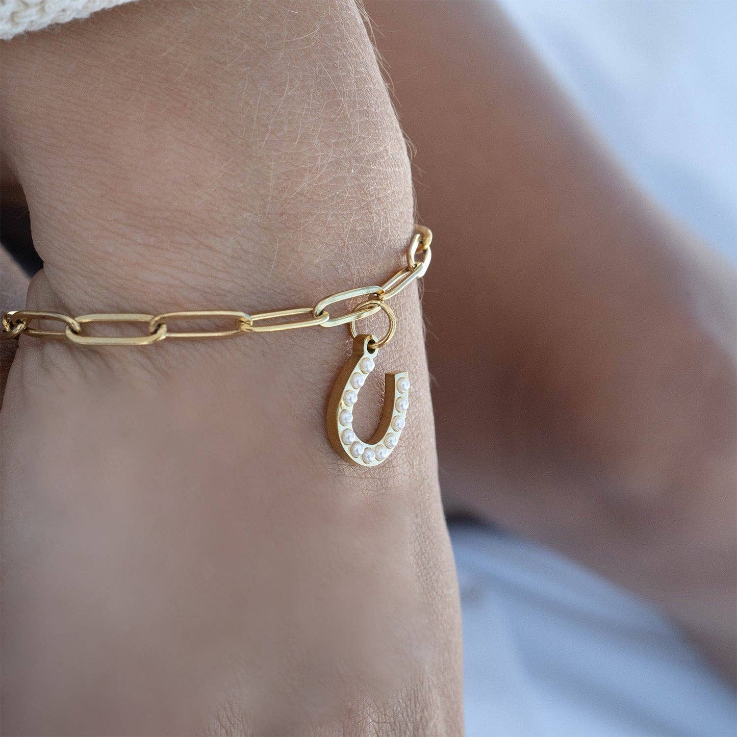 Pearl Beaded Horseshoe Charm