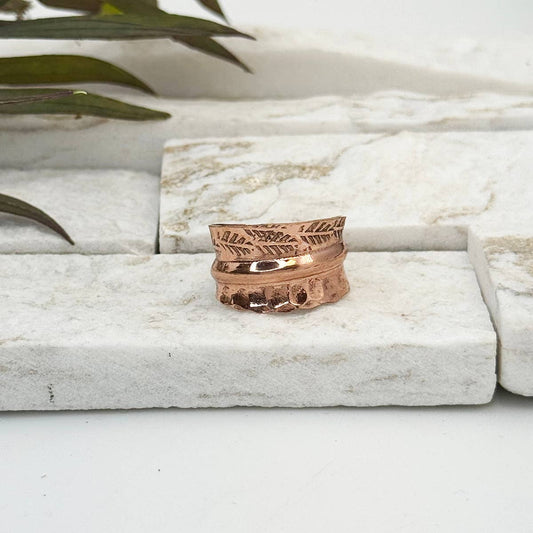 Handcrafted Copper Feather Ring
