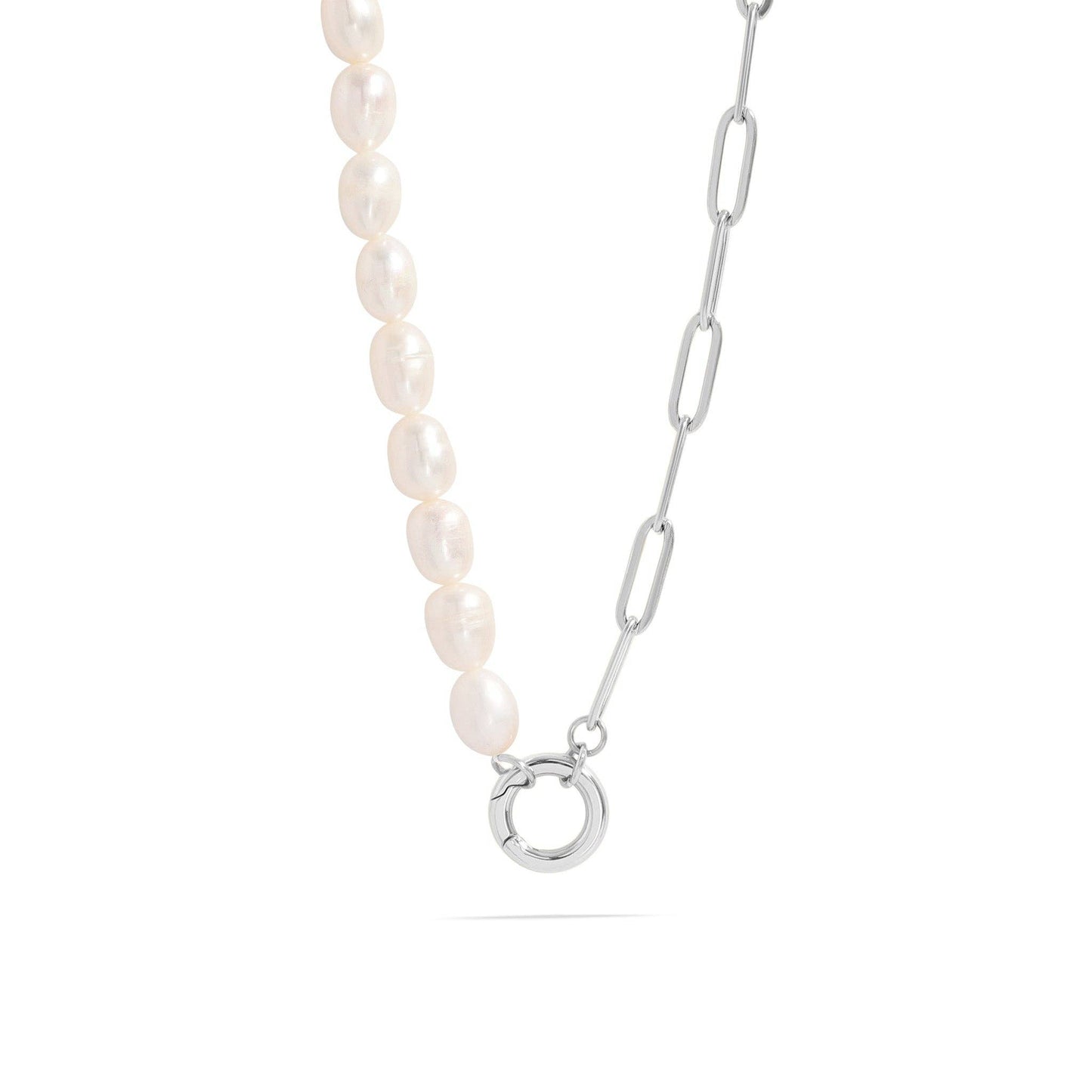 Freshwater Pearl/ Split Chain Charm Holder Necklace