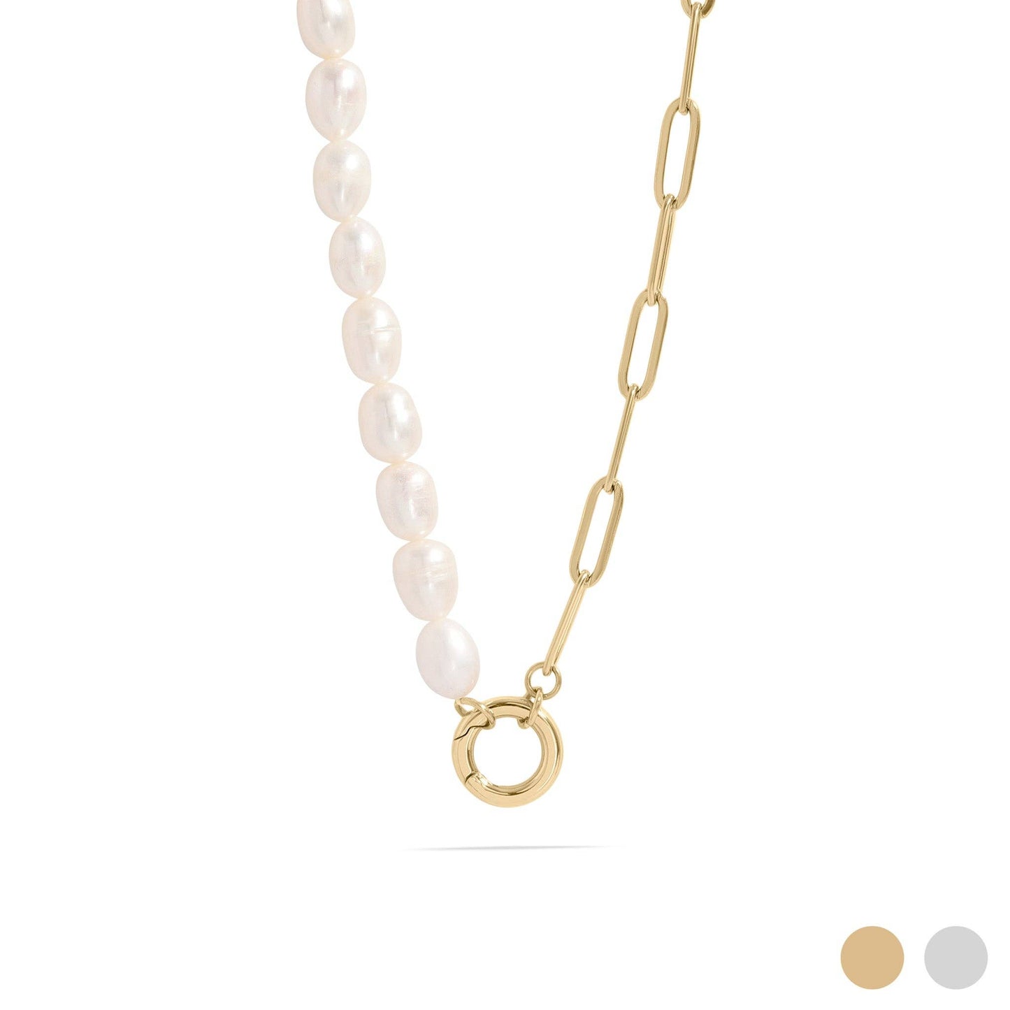 Freshwater Pearl/ Split Chain Charm Holder Necklace