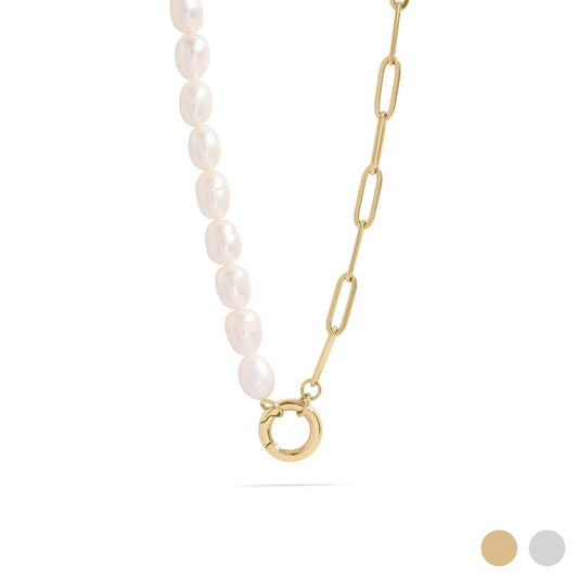 Freshwater Pearl/ Split Chain Charm Holder Necklace