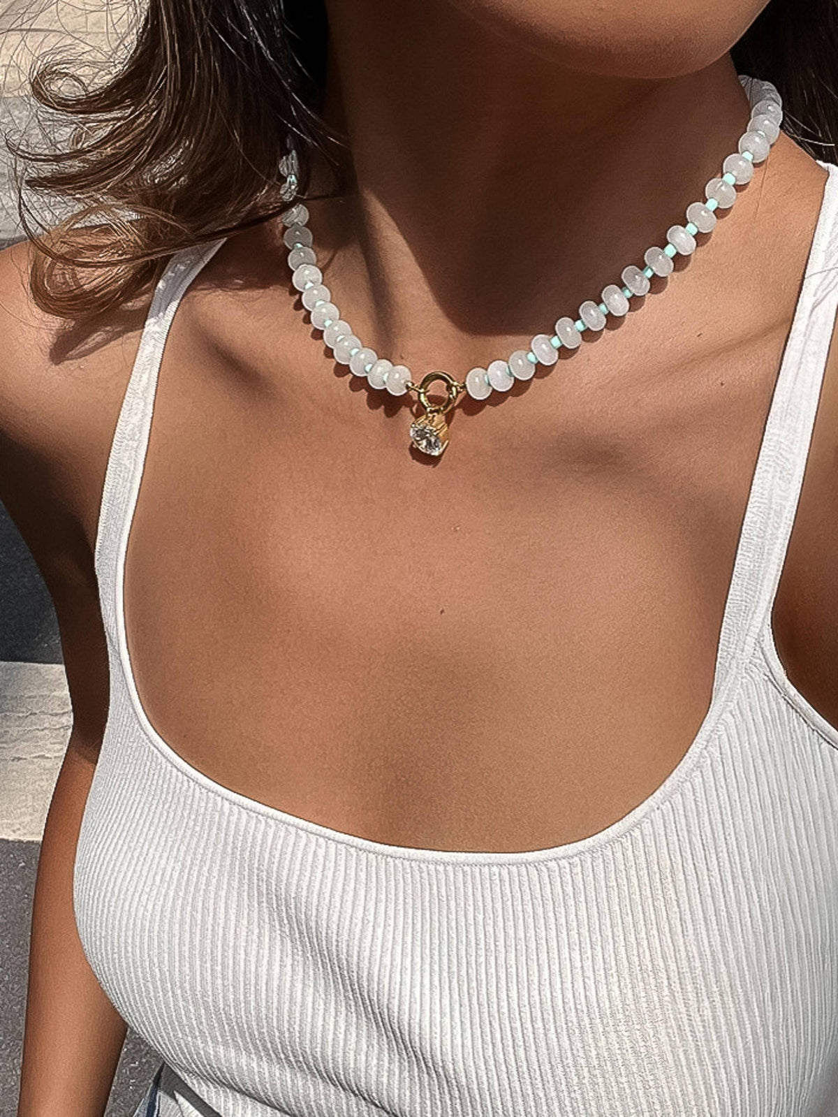 Boho Beaded CZ Necklace