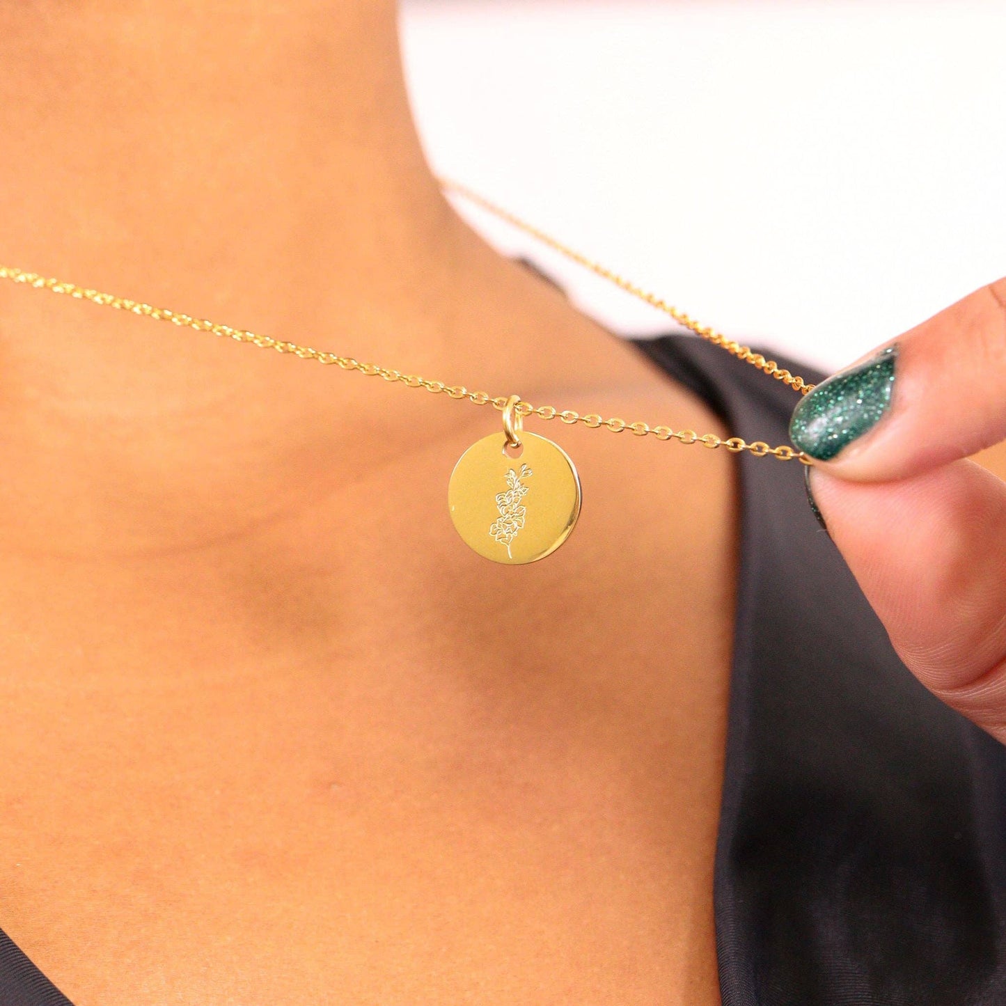 18K Gold/Stainless Steel Birth Flower Charm