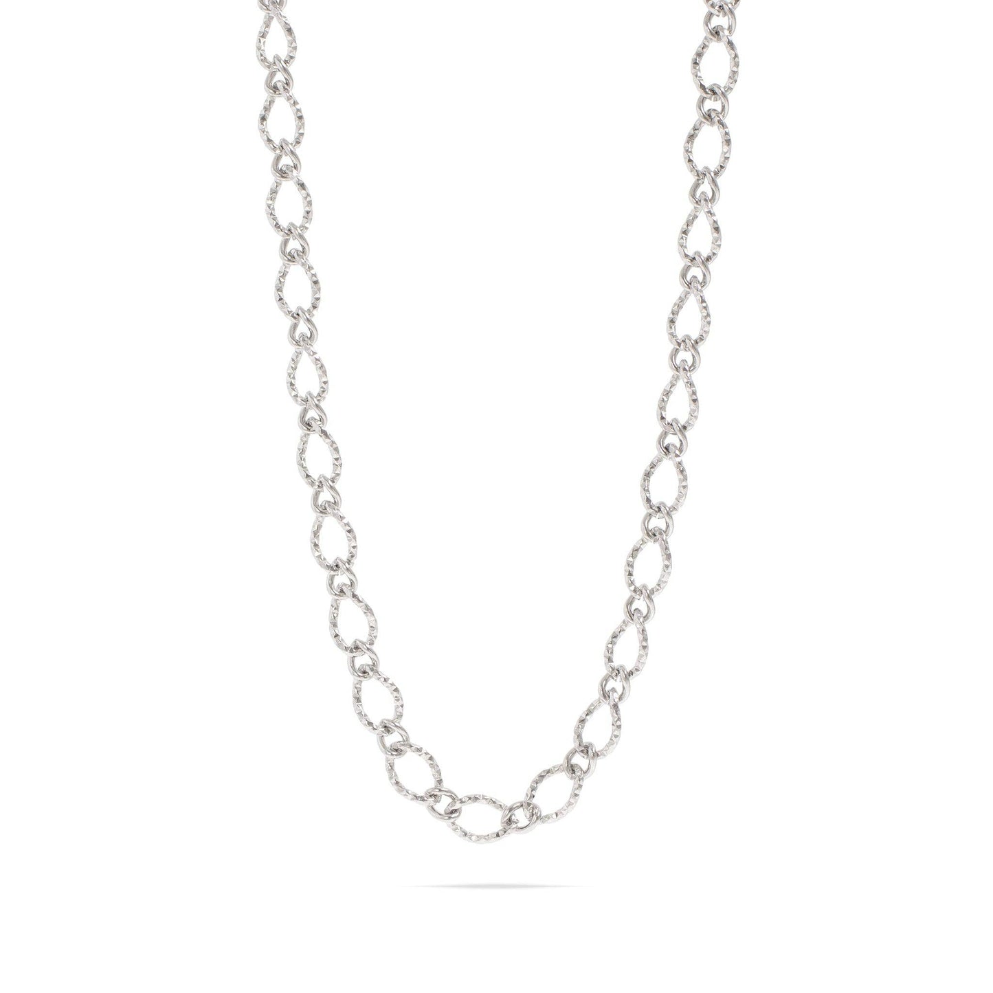 Steel Hammered Oval Chain Necklace
