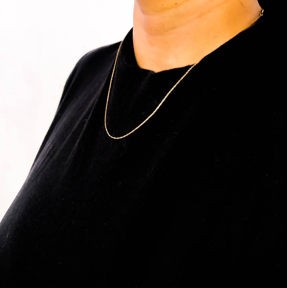 Solid 10K Gold Rope Chain 0.5MM with Spring Ring